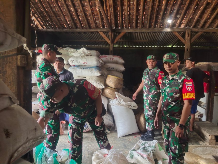 Pastikan Stok Beras Di Wilayah,Babinsa 03/Wanadadi Sambangi Rice Mill